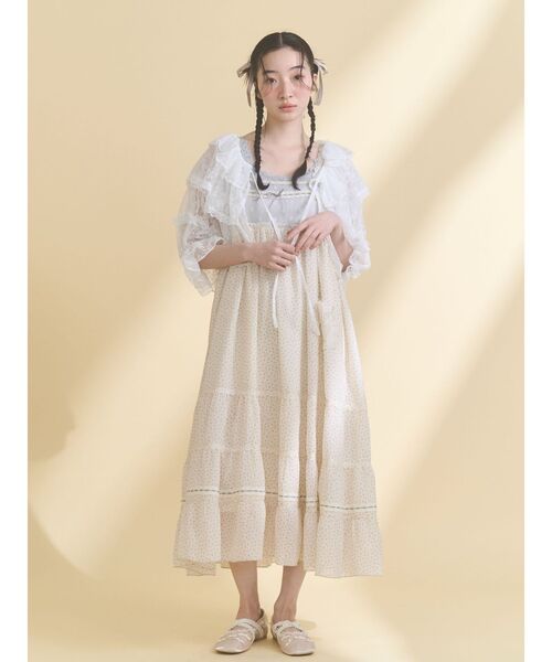 merry jenny(メリージェニー)の「floral sheer bolero(カーディガン/ボレロ・レディース・ブラック/オフホワイト・FREE)」の8枚目の写真