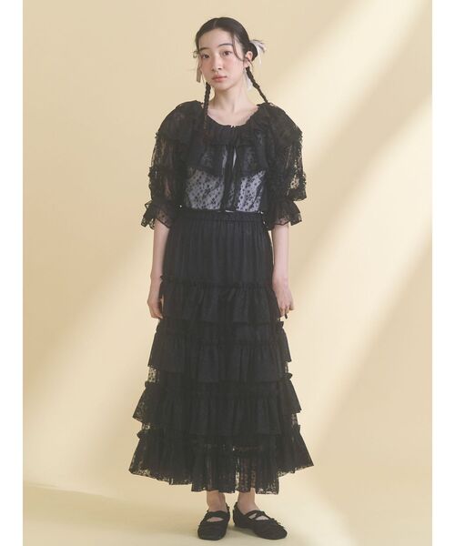 merry jenny（メリージェニー）の「floral sheer bolero（カーディガン/ボレロ・レディース・ブラック/オフホワイト・FREE）」の21枚目の写真