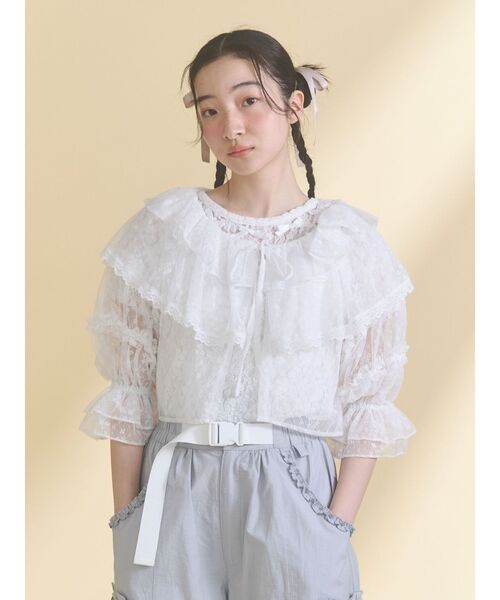 merry jenny（メリージェニー）の「floral sheer bolero（カーディガン/ボレロ・レディース・ブラック/オフホワイト・FREE）」の20枚目の写真