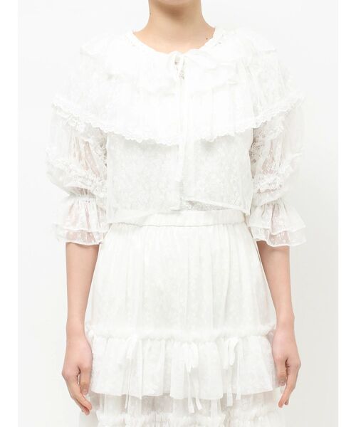 merry jenny（メリージェニー）の「floral sheer bolero（カーディガン/ボレロ・レディース・ブラック/オフホワイト・FREE）」の14枚目の写真