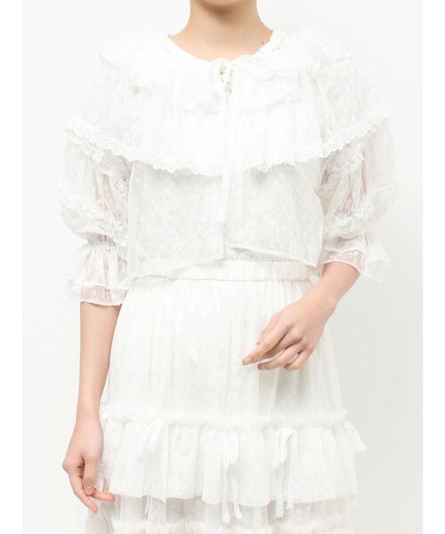 merry jenny（メリージェニー）の「floral sheer bolero（カーディガン/ボレロ・レディース・ブラック/オフホワイト・FREE）」の3枚目の写真