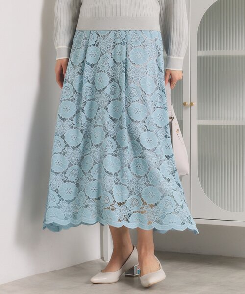 ITS'DEMO(イッツデモ)の「【手洗い可/ウエストゴム】レーススカート(スカート・レディース・ライトブルー/ブラック/オフホワイト・00)」の3枚目の写真