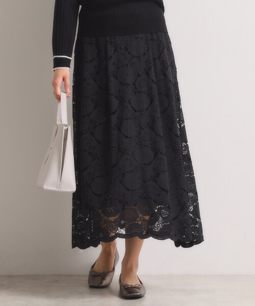 ITS'DEMO(イッツデモ)の「【手洗い可/ウエストゴム】レーススカート(スカート・レディース・ライトブルー/ブラック/オフホワイト・00)」の2枚目の写真