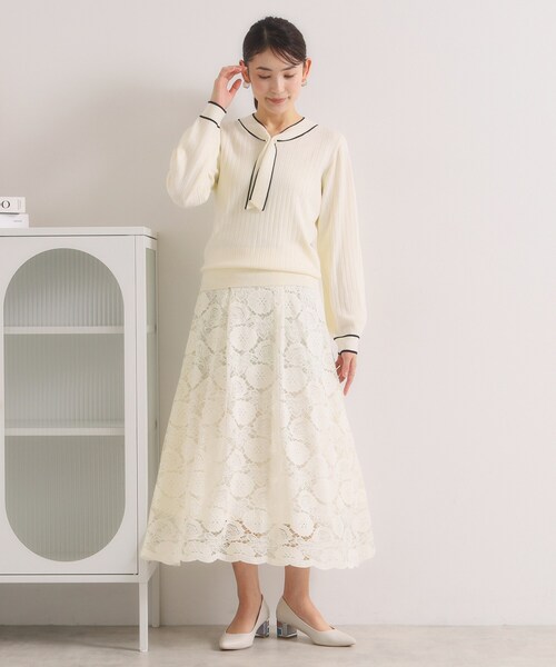 ITS'DEMO(イッツデモ)の「【手洗い可/ウエストゴム】レーススカート(スカート・レディース・ライトブルー/ブラック/オフホワイト・00)」の5枚目の写真