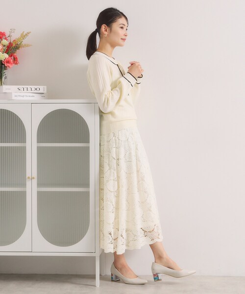 ITS'DEMO(イッツデモ)の「【手洗い可/ウエストゴム】レーススカート(スカート・レディース・ライトブルー/ブラック/オフホワイト・00)」の6枚目の写真