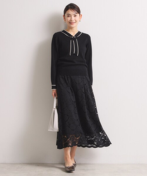 ITS'DEMO(イッツデモ)の「【手洗い可/ウエストゴム】レーススカート(スカート・レディース・ライトブルー/ブラック/オフホワイト・00)」の9枚目の写真