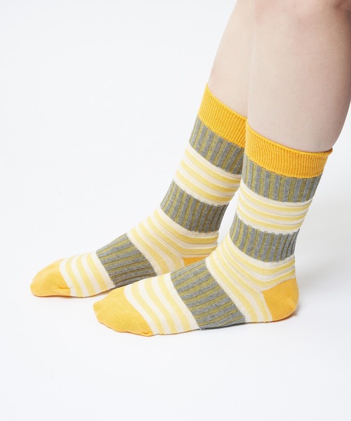 gomme（ゴム）の「リンクスリブソックス（ソックス/靴下・レディース・ブラック/エメラルド/グリーン/イエロー・FREE）」の4枚目の写真
