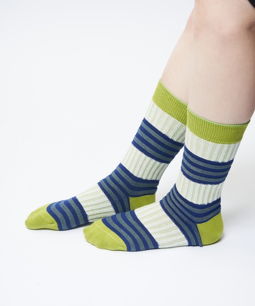 gomme（ゴム）の「リンクスリブソックス（ソックス/靴下・レディース・ブラック/エメラルド/グリーン/イエロー・FREE）」の2枚目の写真