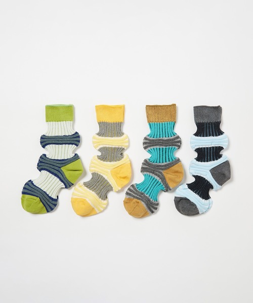 gomme（ゴム）の「リンクスリブソックス（ソックス/靴下・レディース・ブラック/エメラルド/グリーン/イエロー・FREE）」の5枚目の写真