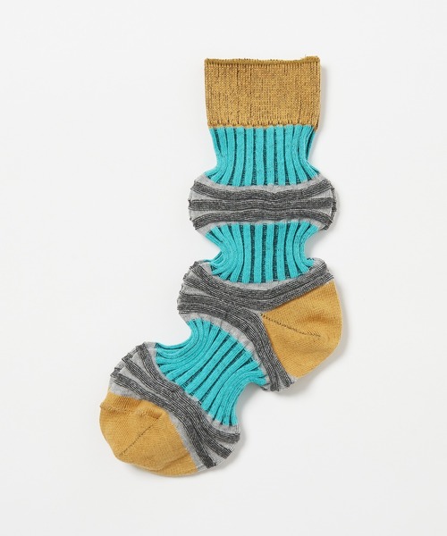 gomme（ゴム）の「リンクスリブソックス（ソックス/靴下・レディース・ブラック/エメラルド/グリーン/イエロー・FREE）」の8枚目の写真