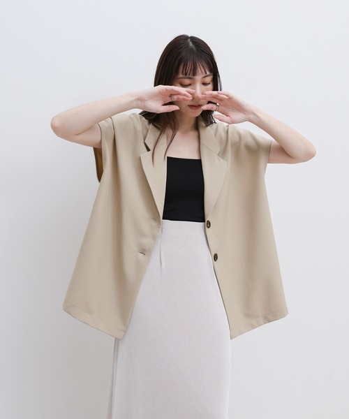 select MOCA(セレクトモカ)の「リネンタッチフレンチスリーブテーラードジャケット【セットアップ対応可】(テーラードジャケット・レディース・ブラック/ライトベージュ/ブラウン・FREE)」の17枚目の写真