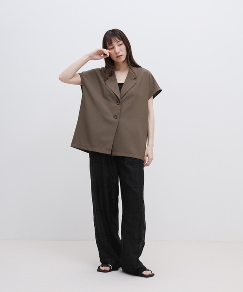 select MOCA(セレクトモカ)の「リネンタッチフレンチスリーブテーラードジャケット【セットアップ対応可】(テーラードジャケット・レディース・ブラック/ライトベージュ/ブラウン・FREE)」の21枚目の写真