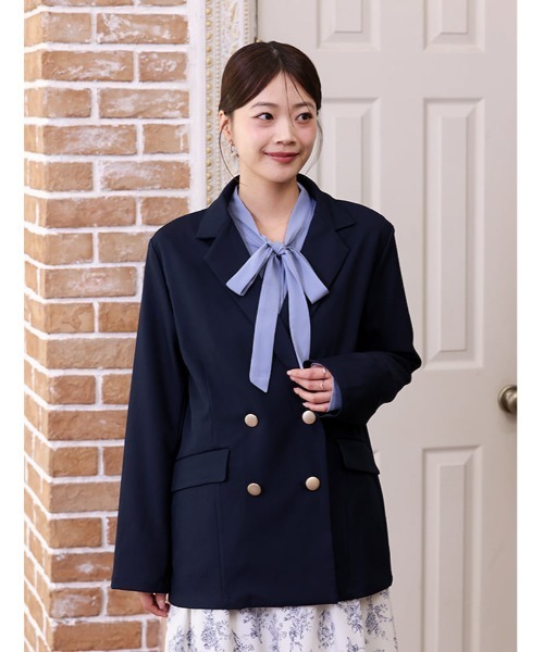 fifth（フィフス）の「金ボタンダブルテーラードジャケット（テーラードジャケット・レディース・ライトグレー/ネイビー/グレー・M）」の3枚目の写真