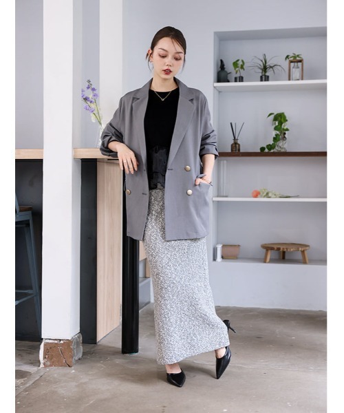 fifth（フィフス）の「金ボタンダブルテーラードジャケット（テーラードジャケット・レディース・ライトグレー/ネイビー/グレー・M）」の8枚目の写真