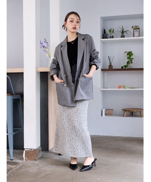 fifth（フィフス）の「金ボタンダブルテーラードジャケット（テーラードジャケット・レディース・ライトグレー/ネイビー/グレー・M）」の9枚目の写真