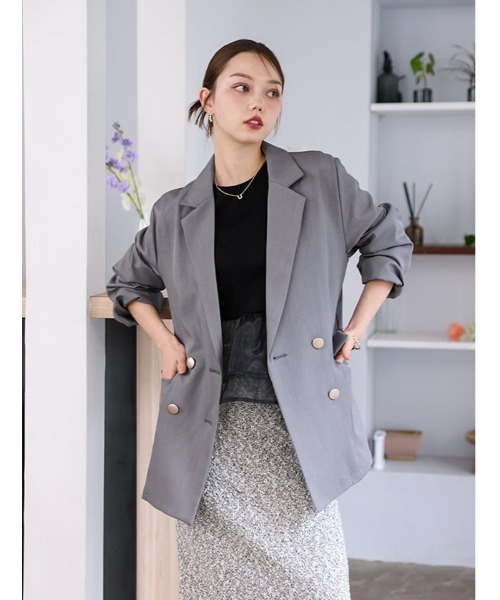 fifth（フィフス）の「金ボタンダブルテーラードジャケット（テーラードジャケット・レディース・ライトグレー/ネイビー/グレー・M）」の7枚目の写真