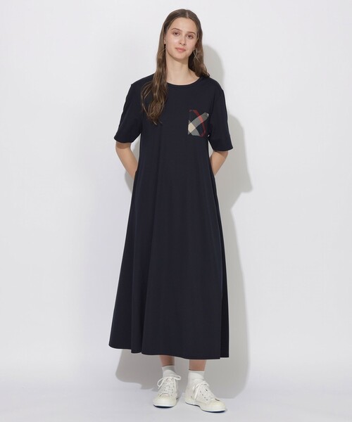 CB CRESTBRIDGE（シービークレストブリッジ）の「ポケットワンピース（ワンピース・レディース・ベビーピンク/ブラック/ダークネイビー・M/S）」の2枚目の写真