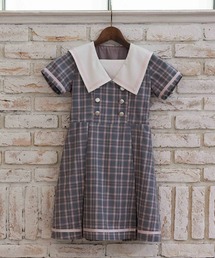 axes femme | ＷボタンチェックＯＰ(ワンピース)