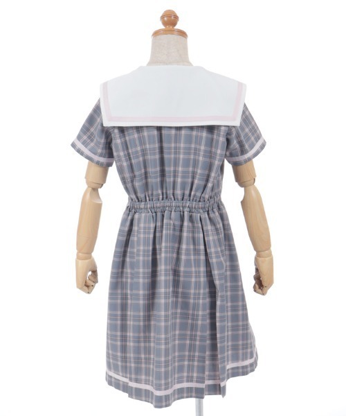 axes femme(アクシーズファム)の「WボタンチェックOP(ワンピース・キッズ・ミント/グレー・LARGE/MEDIUM/X-LARGE)」の6枚目の写真