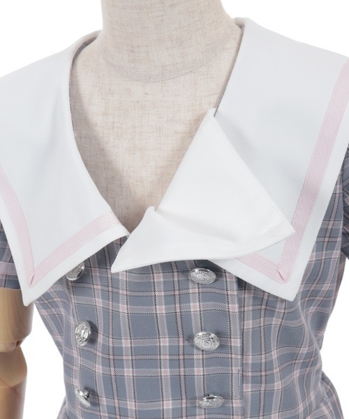 axes femme(アクシーズファム)の「WボタンチェックOP(ワンピース・キッズ・ミント/グレー・LARGE/MEDIUM/X-LARGE)」の8枚目の写真