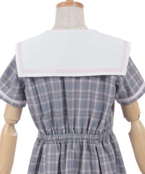 axes femme(アクシーズファム)の「WボタンチェックOP(ワンピース・キッズ・ミント/グレー・LARGE/MEDIUM/X-LARGE)」の10枚目の写真