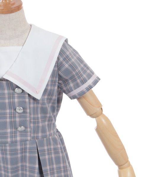 axes femme(アクシーズファム)の「WボタンチェックOP(ワンピース・キッズ・ミント/グレー・LARGE/MEDIUM/X-LARGE)」の11枚目の写真