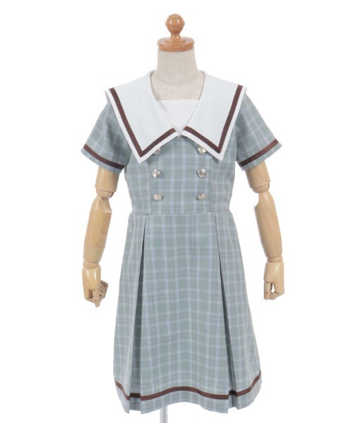 axes femme(アクシーズファム)の「WボタンチェックOP(ワンピース・キッズ・ミント/グレー・LARGE/MEDIUM/X-LARGE)」の12枚目の写真