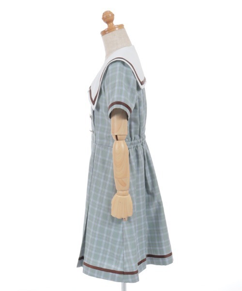 axes femme(アクシーズファム)の「WボタンチェックOP(ワンピース・キッズ・ミント/グレー・LARGE/MEDIUM/X-LARGE)」の13枚目の写真