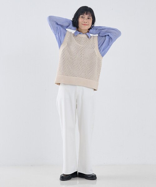 collex（コレックス）の「メッシュ柄ベスト（ベスト・レディース・ブラック/ライトベージュ・フリー）」の4枚目の写真