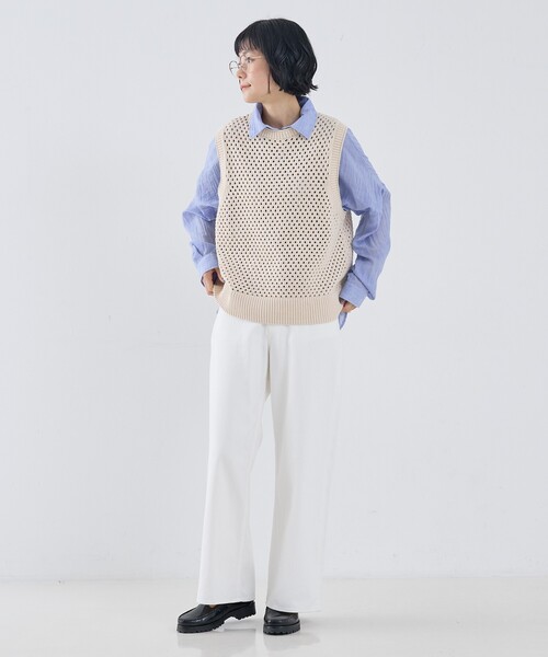 collex（コレックス）の「メッシュ柄ベスト（ベスト・レディース・ブラック/ライトベージュ・フリー）」の5枚目の写真