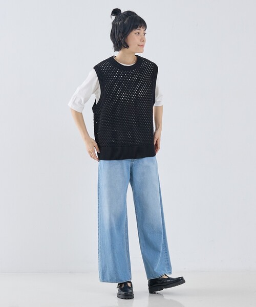 collex（コレックス）の「メッシュ柄ベスト（ベスト・レディース・ブラック/ライトベージュ・フリー）」の9枚目の写真