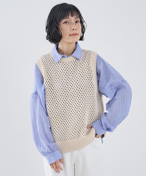 collex（コレックス）の「メッシュ柄ベスト（ベスト・レディース・ブラック/ライトベージュ・フリー）」の17枚目の写真