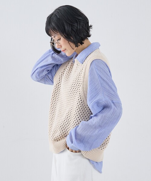 collex（コレックス）の「メッシュ柄ベスト（ベスト・レディース・ブラック/ライトベージュ・フリー）」の18枚目の写真