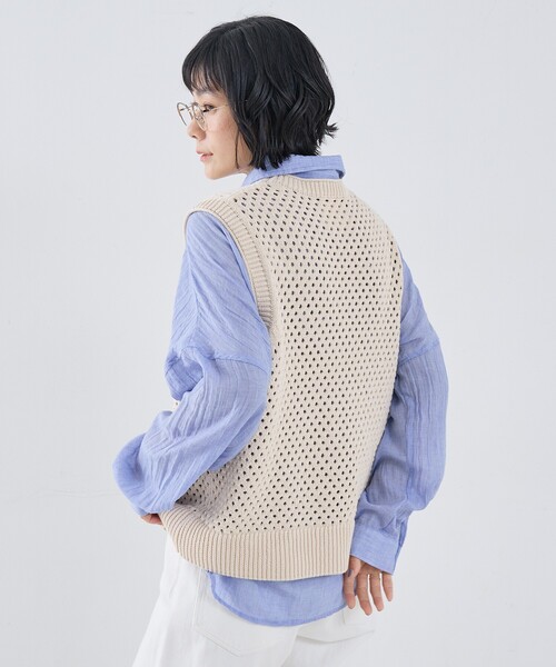 collex（コレックス）の「メッシュ柄ベスト（ベスト・レディース・ブラック/ライトベージュ・フリー）」の19枚目の写真