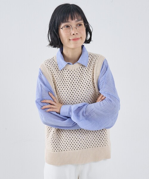 collex（コレックス）の「メッシュ柄ベスト（ベスト・レディース・ブラック/ライトベージュ・フリー）」の21枚目の写真