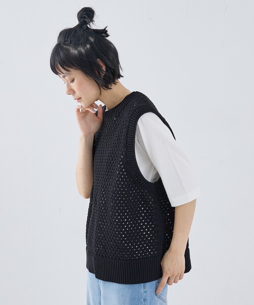 collex（コレックス）の「メッシュ柄ベスト（ベスト・レディース・ブラック/ライトベージュ・フリー）」の22枚目の写真