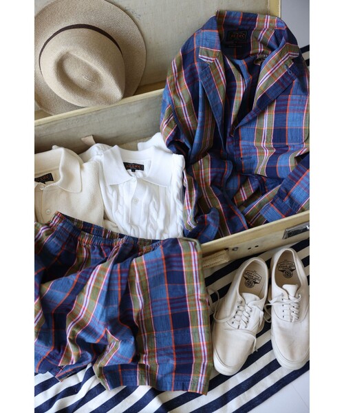BEAMS PLUS（ビームスプラス）の「GYM Shorts Heavy Madras（その他パンツ・メンズ・レッド/ネイビー・SMALL/MEDIUM/LARGE/X-LARGE）」の6枚目の写真