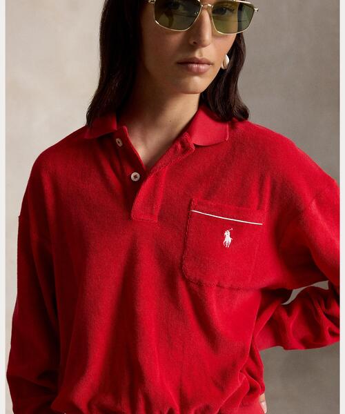 POLO RALPH LAUREN（ポロ ラルフ ローレン）の「テリー ロングスリーブ ポロシャツ（ポロシャツ・レディース・レッド・L/XS/S）」の6枚目の写真