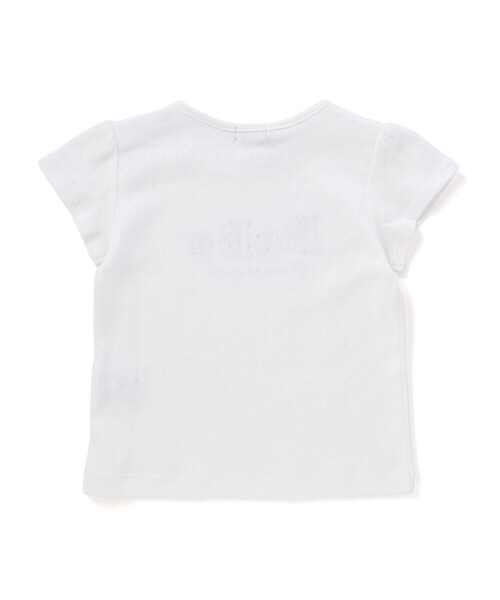 BeBe（ベベ）の「ロゴパッチ刺しゅうレーシースムース半袖Tシャツ（その他ベビーウェア・キッズ・ホワイト/ピンク・90cm/80ｃｍ）」の3枚目の写真