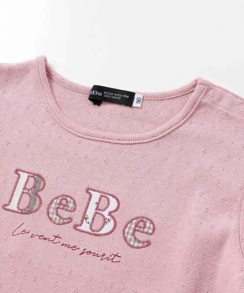 BeBe（ベベ）の「ロゴパッチ刺しゅうレーシースムース半袖Tシャツ（その他ベビーウェア・キッズ・ホワイト/ピンク・90cm/80ｃｍ）」の7枚目の写真