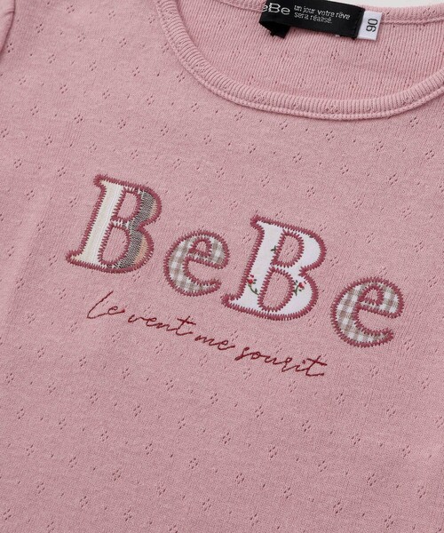 BeBe（ベベ）の「ロゴパッチ刺しゅうレーシースムース半袖Tシャツ（その他ベビーウェア・キッズ・ホワイト/ピンク・90cm/80ｃｍ）」の8枚目の写真