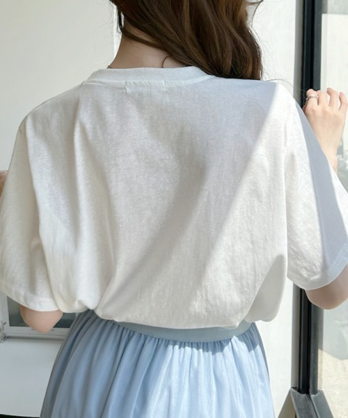 Ada.（エイダ）の「ハートロゴ 胸刺繍 半袖Tシャツ（Tシャツ/カットソー・レディース・ホワイト/グレー/ブルー/アイボリー・FREE）」の6枚目の写真