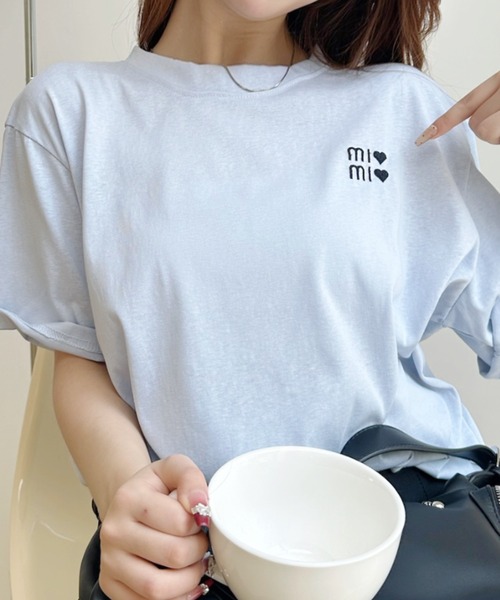 Ada.（エイダ）の「ハートロゴ 胸刺繍 半袖Tシャツ（Tシャツ/カットソー・レディース・ホワイト/グレー/ブルー/アイボリー・FREE）」の18枚目の写真