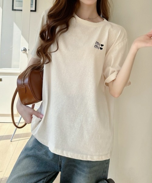 Ada.（エイダ）の「ハートロゴ 胸刺繍 半袖Tシャツ（Tシャツ/カットソー・レディース・ホワイト/グレー/ブルー/アイボリー・FREE）」の17枚目の写真