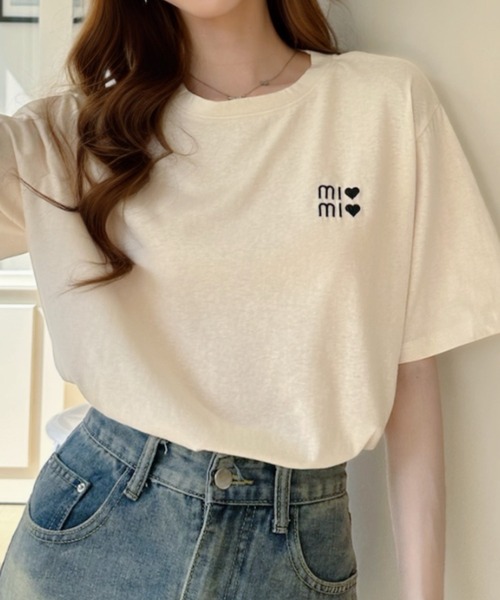 Ada.（エイダ）の「ハートロゴ 胸刺繍 半袖Tシャツ（Tシャツ/カットソー・レディース・ホワイト/グレー/ブルー/アイボリー・FREE）」の13枚目の写真