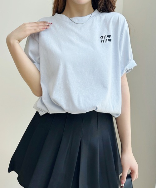 Ada.（エイダ）の「ハートロゴ 胸刺繍 半袖Tシャツ（Tシャツ/カットソー・レディース・ホワイト/グレー/ブルー/アイボリー・FREE）」の19枚目の写真