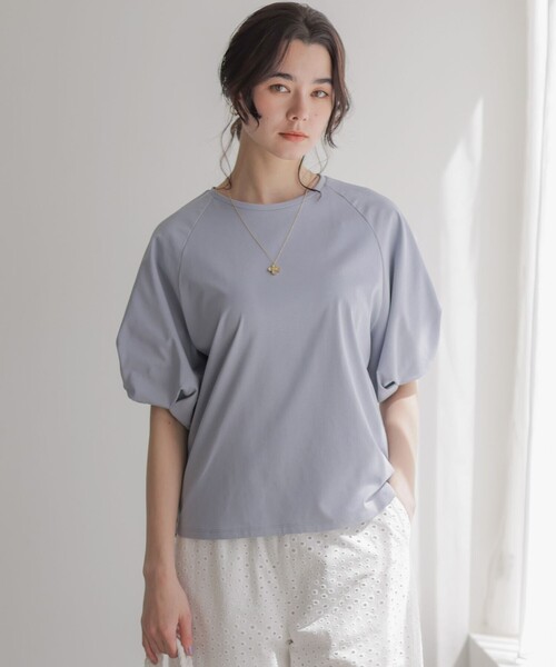 組曲(クミキョク)の「プレーティング天竺 バルーンスリーブカットソー(Tシャツ/カットソー・レディース・ホワイト系/ライトグレー系/ブラック系・2/3)」の15枚目の写真