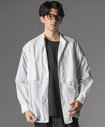 LIBERCORE par BEBE（リベルコアパルベベ）の「【収納ポーチ付】ナイロンタフタレイヤード風バンドカラーシャツ大人親子お揃い（シャツ/ブラウス）」