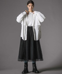 LIBERCORE par BEBE（リベルコアパルベベ）の「【収納ポーチ付】ナイロンタフタレイヤード風バンドカラーシャツ大人親子お揃い（シャツ/ブラウス）」