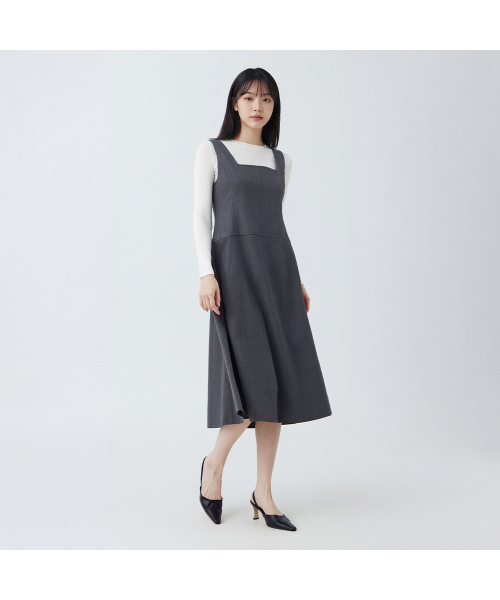 LAP（ラップ）の「スリムラインチェックロングワンピース AS1WO29B（ワンピース・レディース・ライトグレー・FREE）」の6枚目の写真